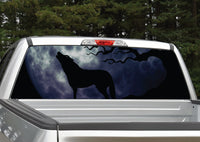 Wolf Howling At Moon Rear Window Decal