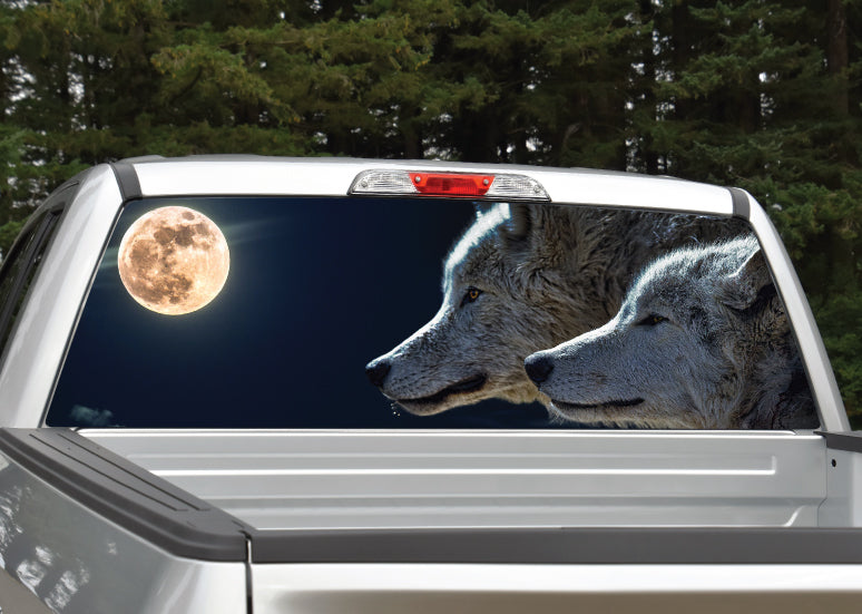 Wolves Full Moon Rear Window Decal